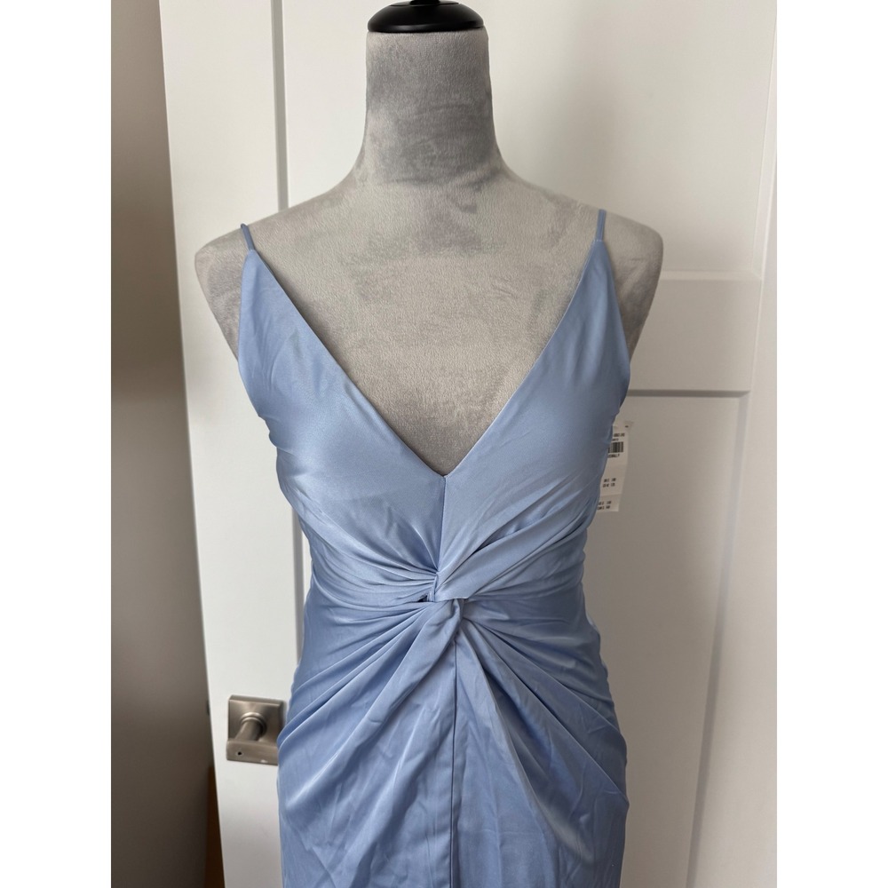 Abercrombie & Fitch Light Blue Satin Twist Front Midi Dress XXS NWT wedding - Picture 2 of 9